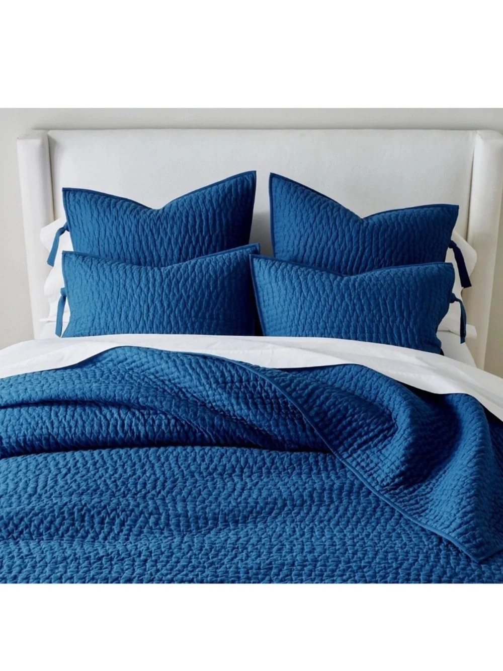 Pottery Barn Pick-Stitch Quilt Capri Blue NEW